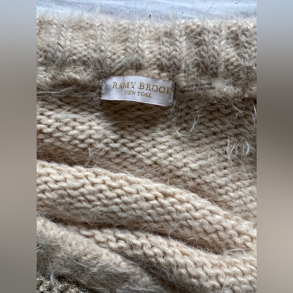 Ramy Brook Sweater Wool Blend cream gold wide sleeves New York Top Luxury L - Picture 3 of 10